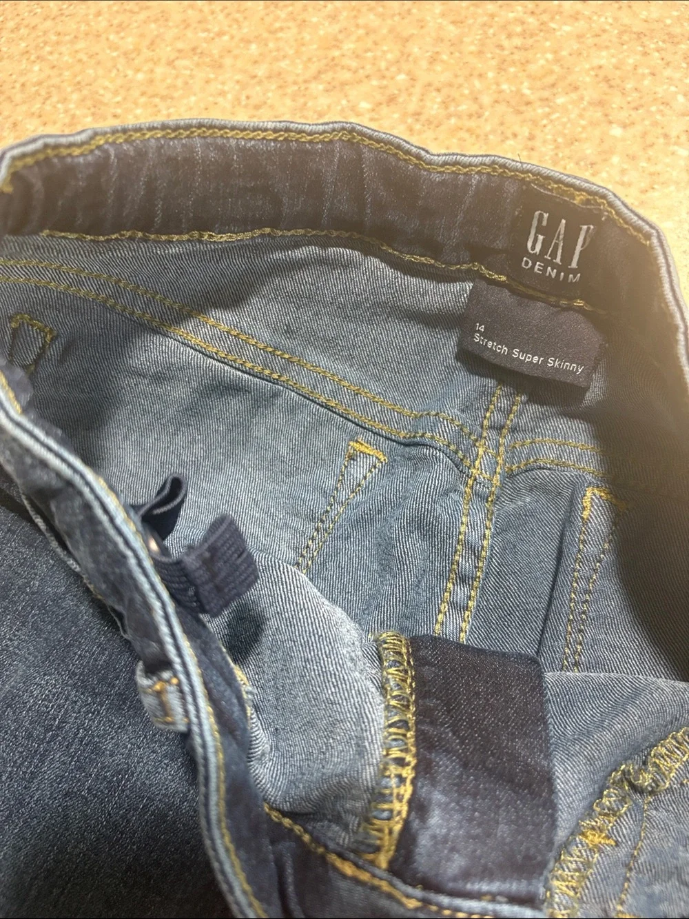 Gap girls 14 super stretch skinny jeans dark wash with adjustable waist